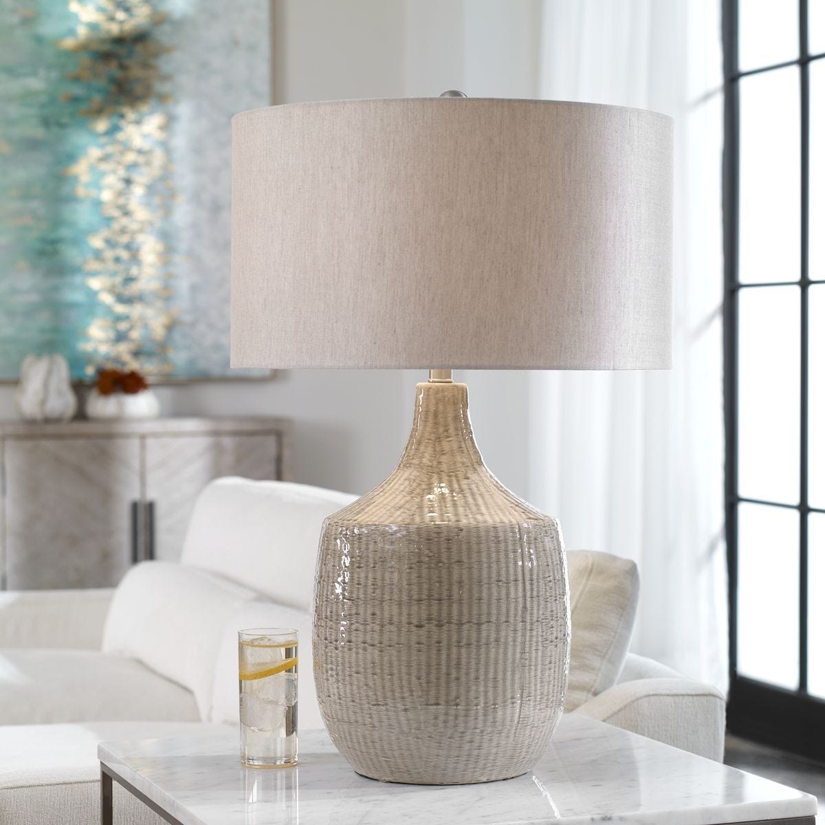 Felipe Table Lamp, Light Gray – Lamps by Uttermost | Sutter & Vale