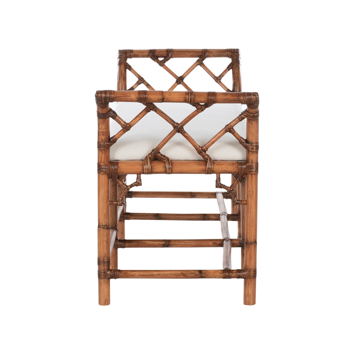 Chippendale Bamboo Regency Bench - Brown