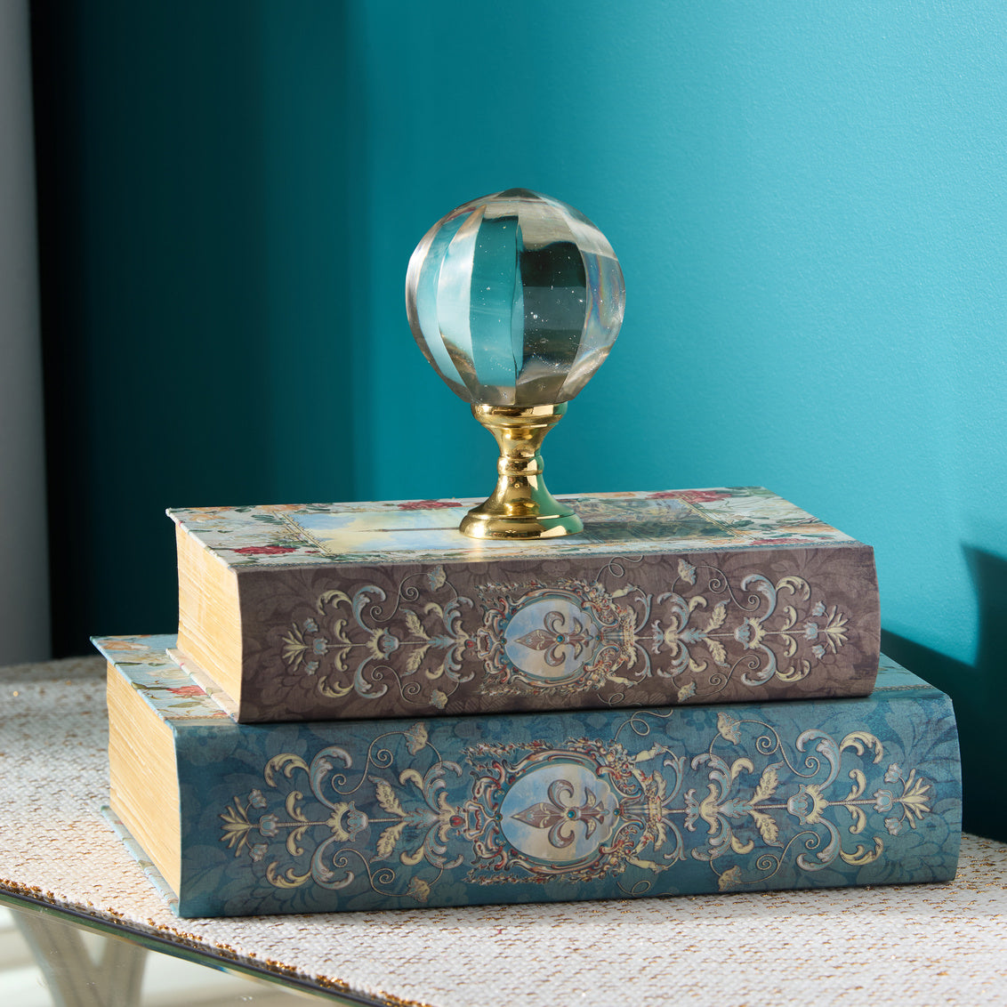 Melon Cut Finial - Brass in Clear/Polished Brass / Glass - Chelsea House