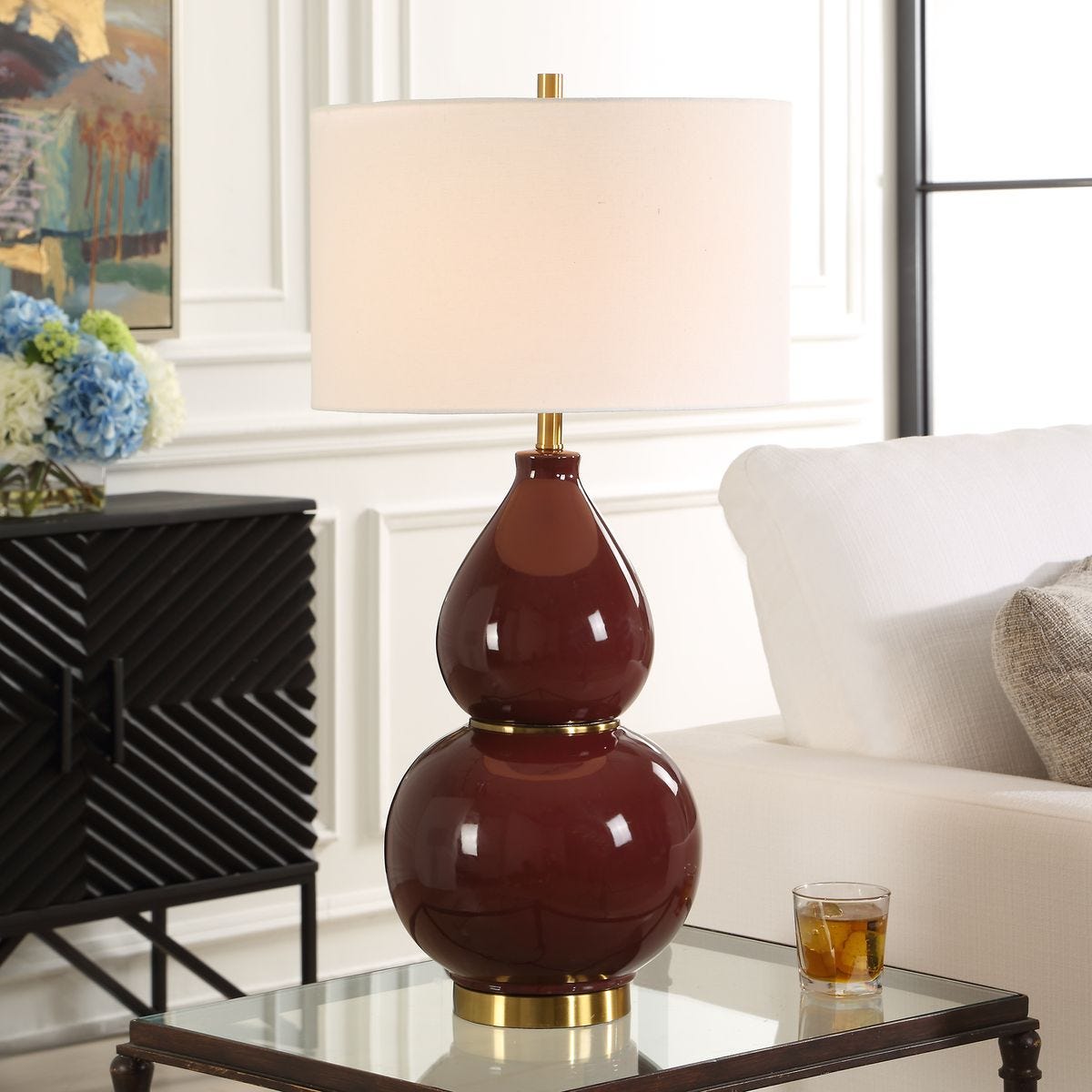 Gourd Table Lamp, Burgundy