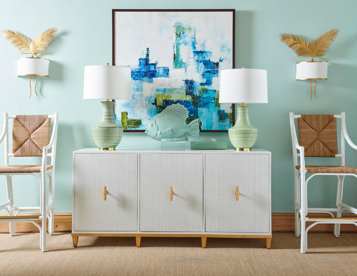 Mecklenburg Barstool - White in 48.5 / Rattan - Chelsea House