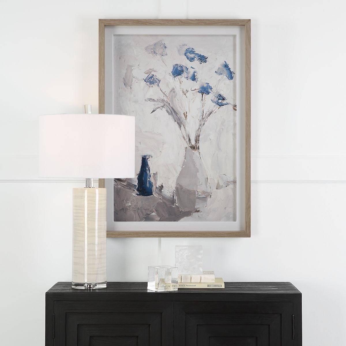 Blue Flowers In Vase Framed Print – Art by Uttermost | Sutter & Vale