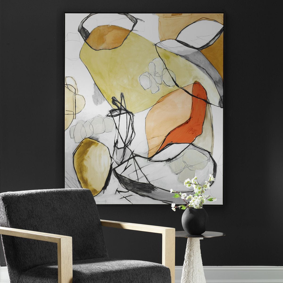 Charcoal Improvision Framed Canvas – Art by Uttermost | Sutter & Vale