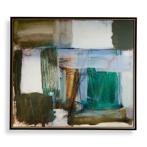 Green Fields Framed Canvas