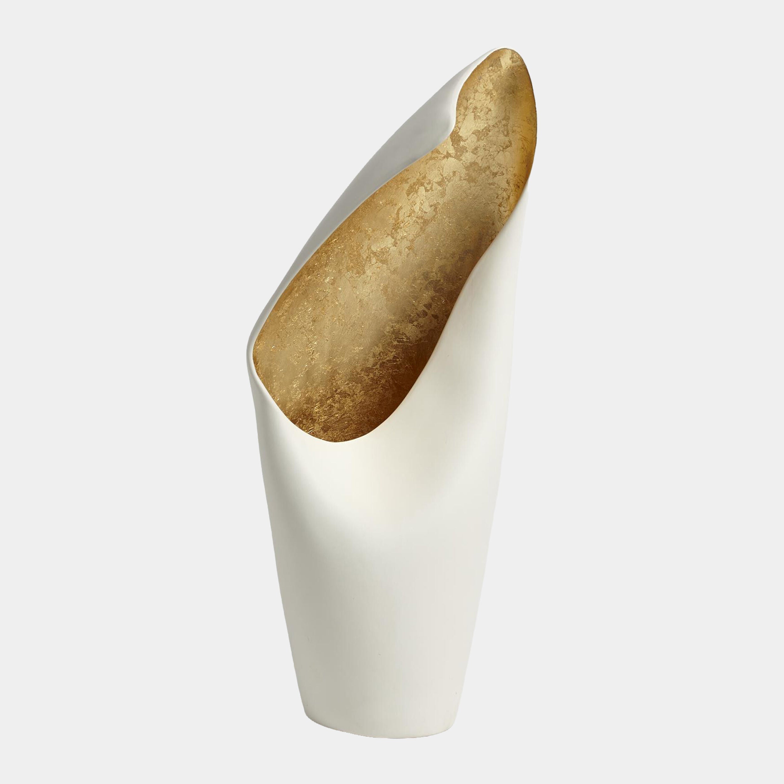 Cowl Lamp-White w/Gold Leaf-Lg