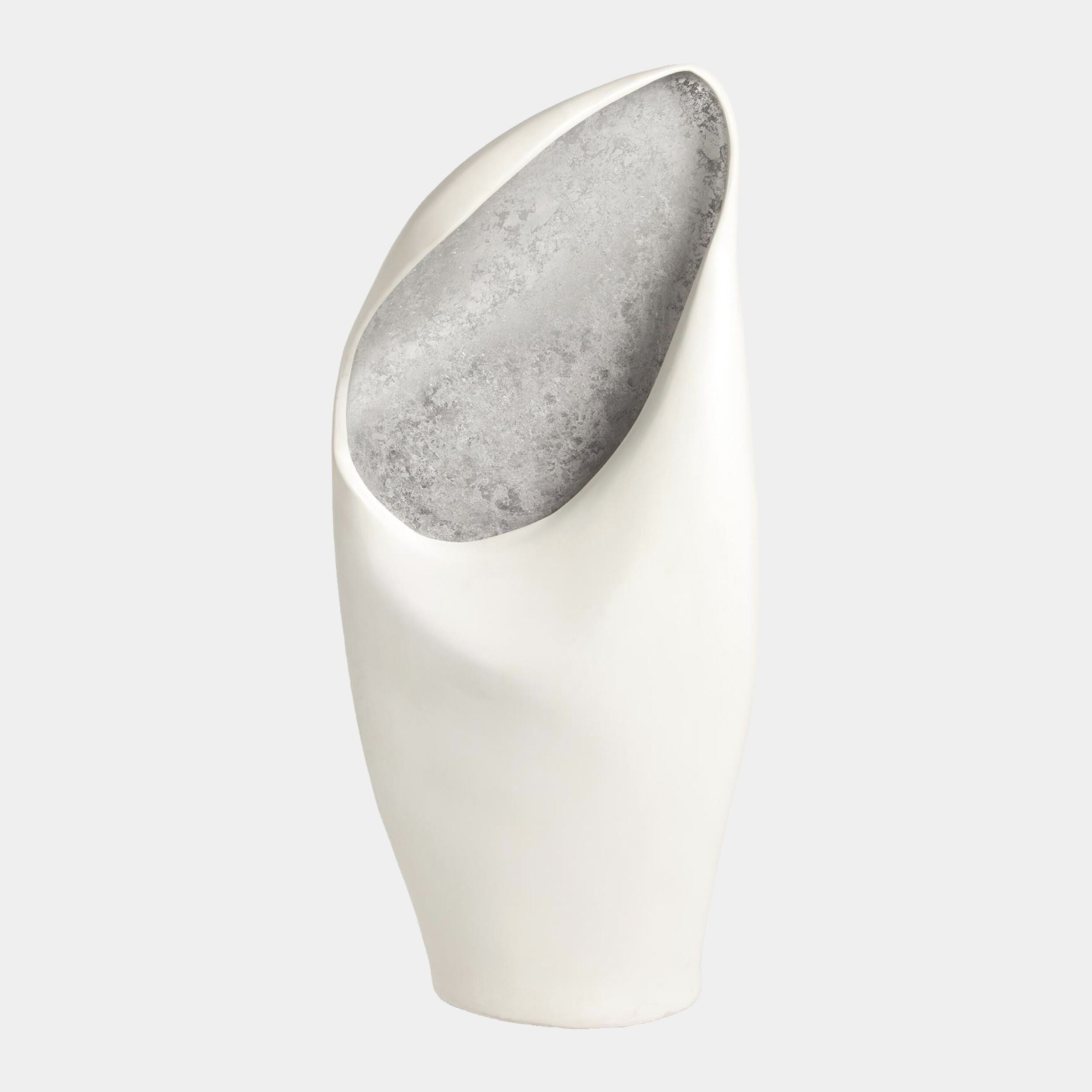 Cowl Lamp-White w/Silver Leaf-Lg