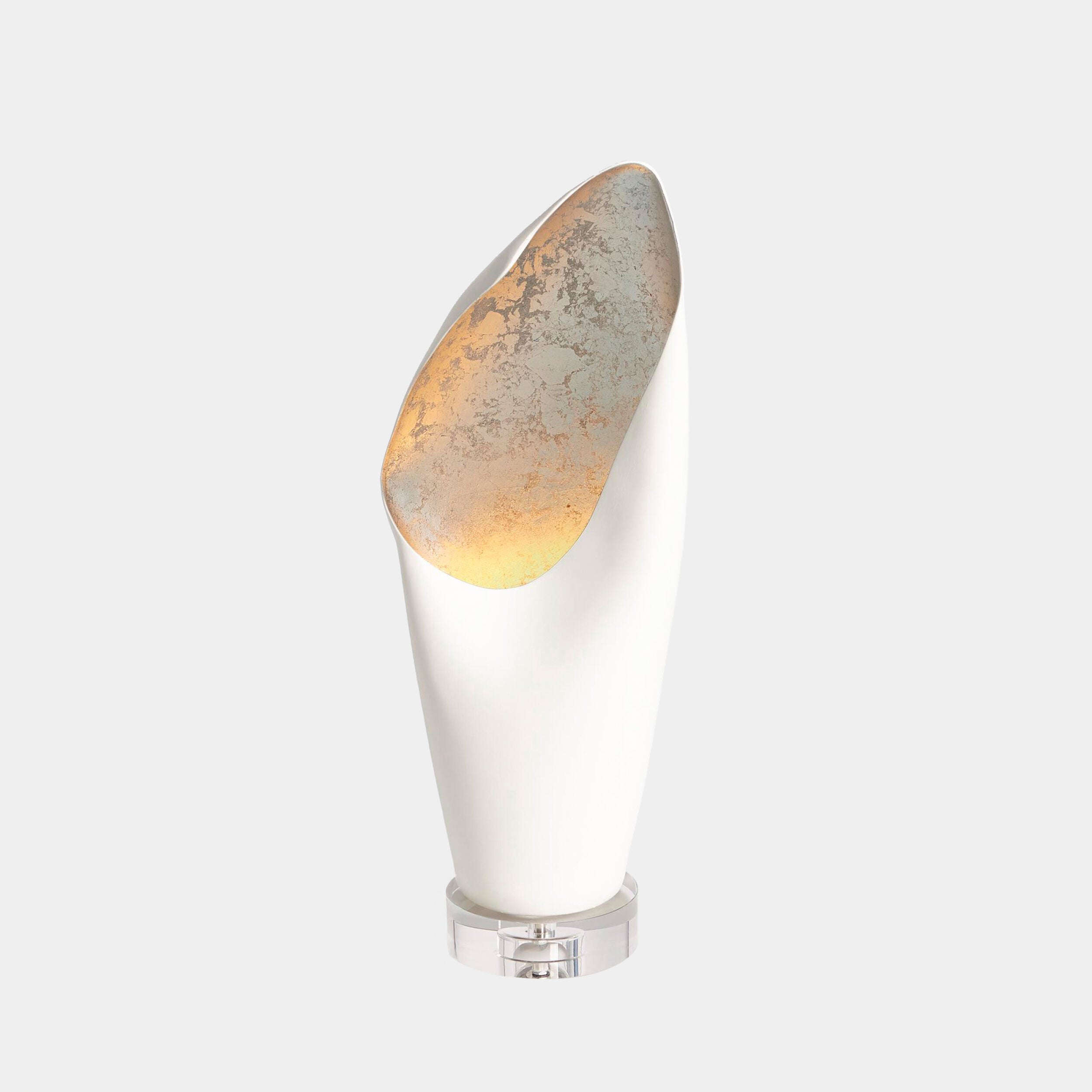 Cowl Lamp-White w/Silver Leaf-Sm