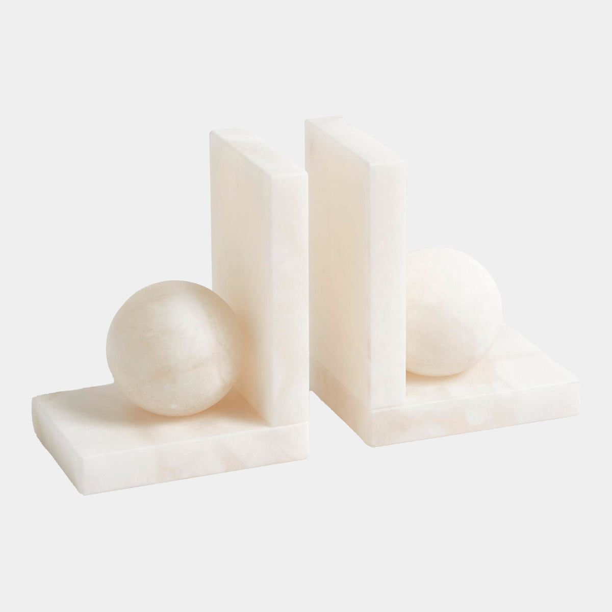Cassium Ball Bookends-Alabaster