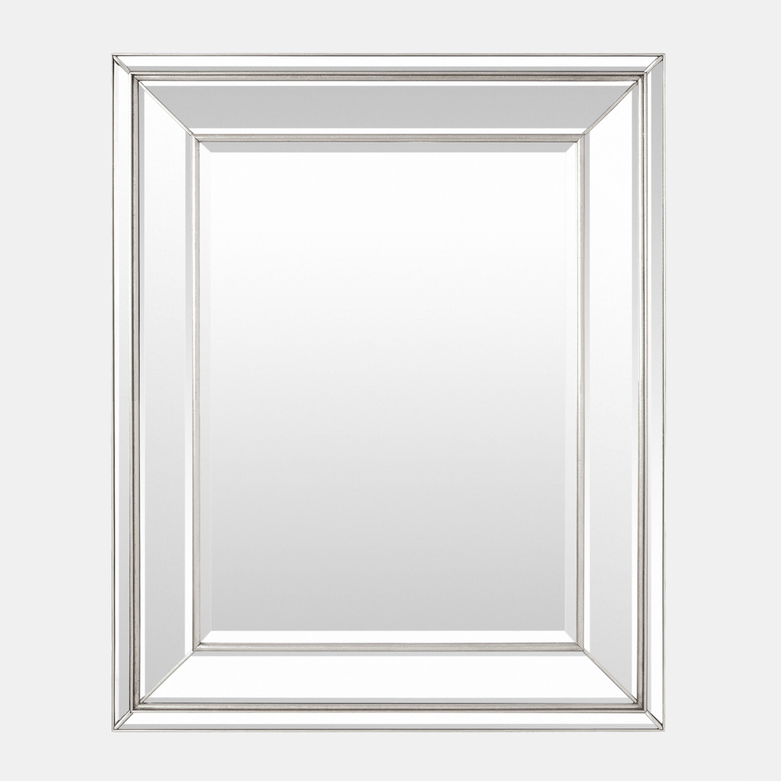 Bevel on Bevel Mirror-Silver Leaf