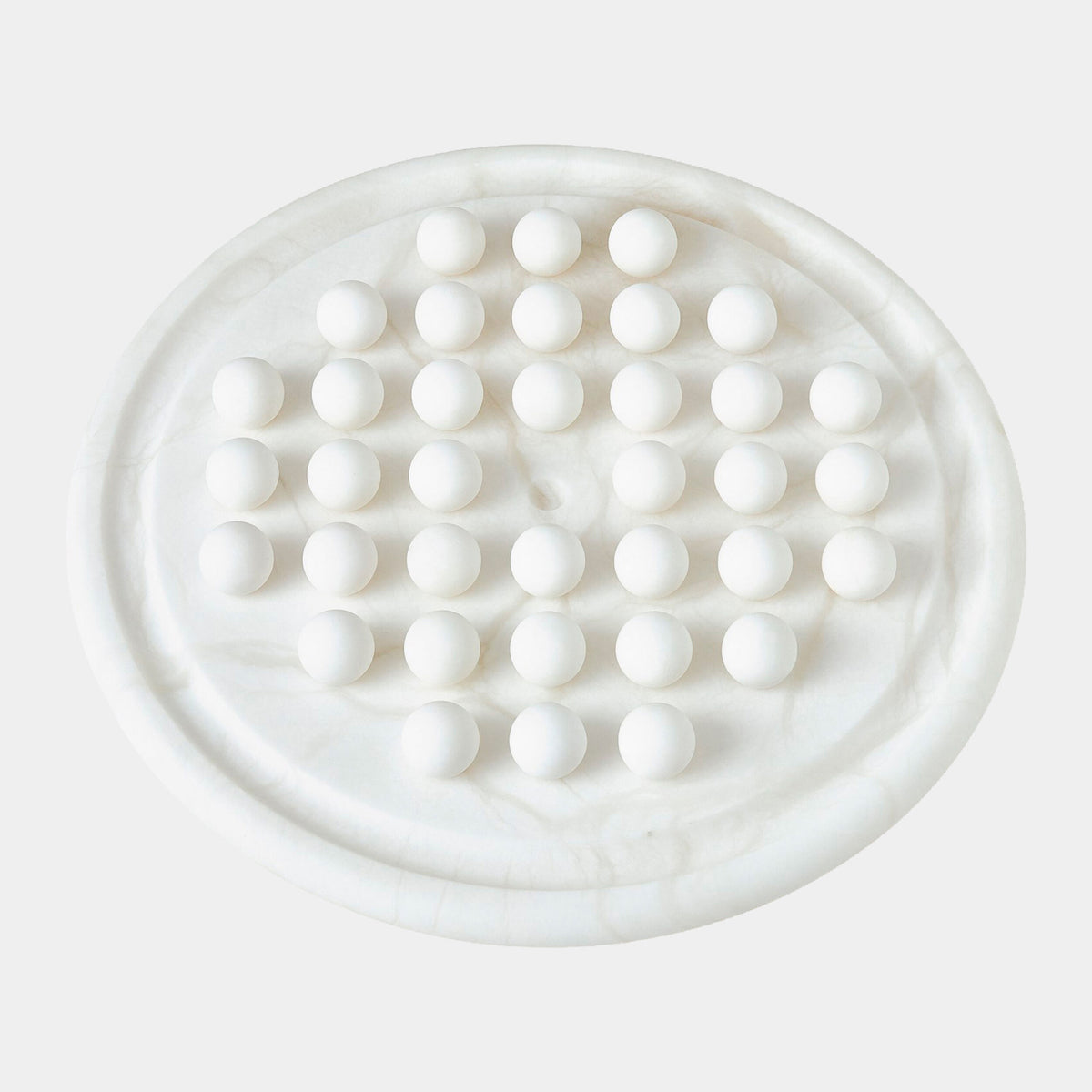 Augustus Alabaster Solitaire Game Set-White