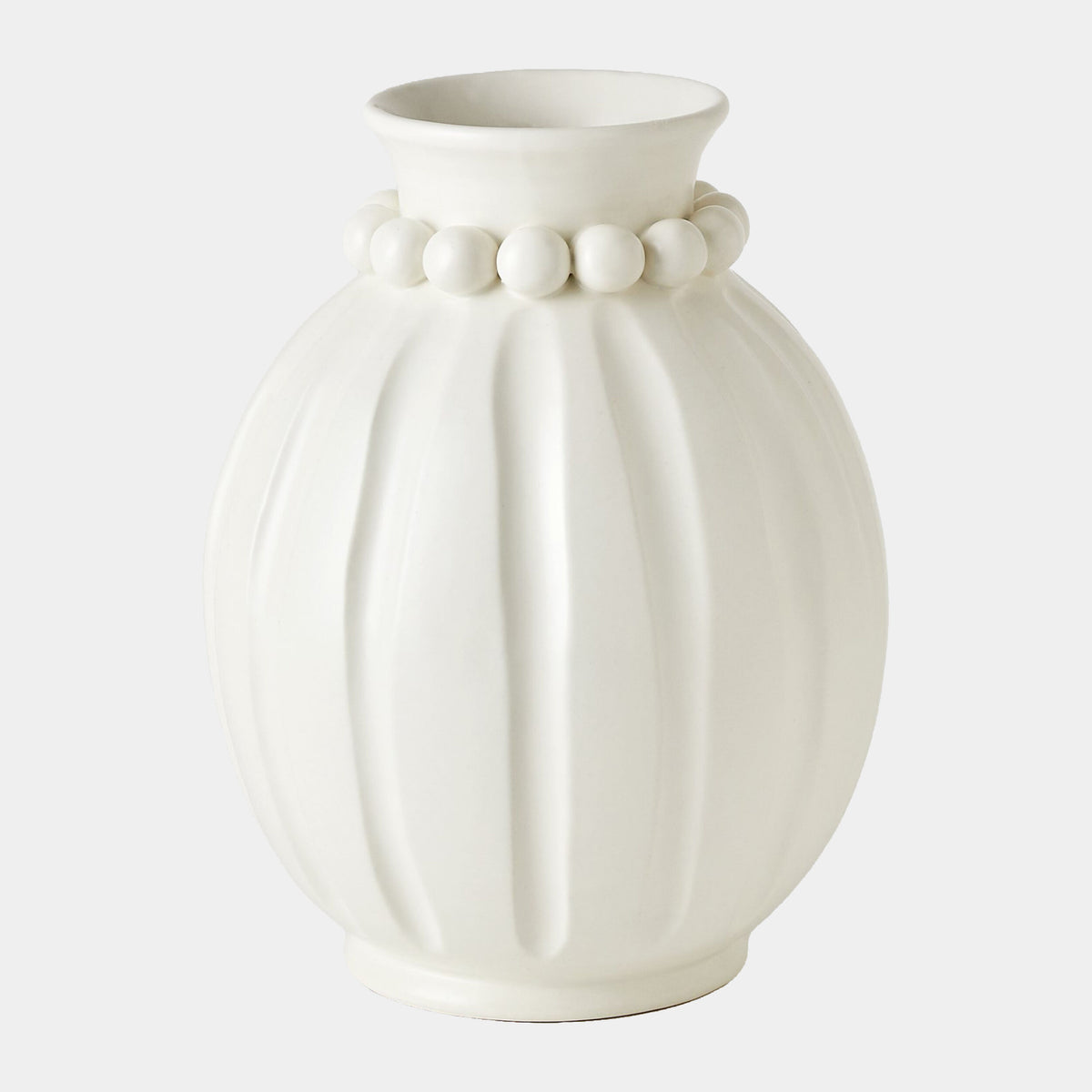 Pearl Vase-Matte White-Wide