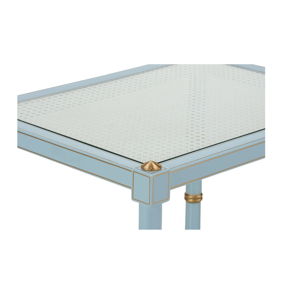 Conner Cane End Table - Blue in 28.5 / Wood - Chelsea House