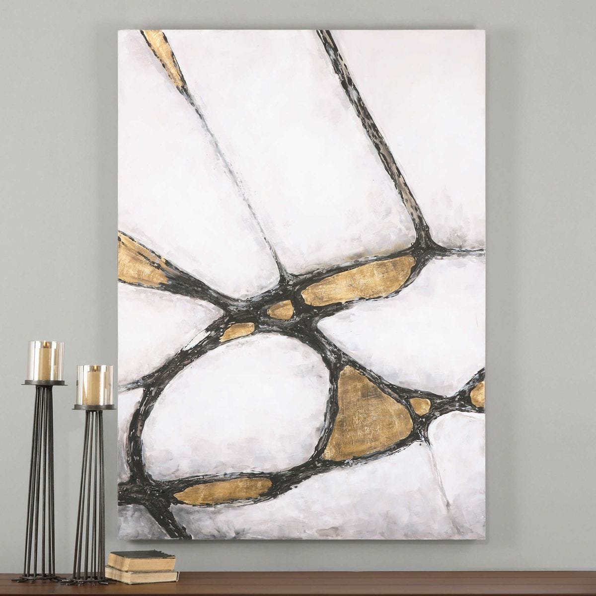 Abstract in Gold and Black Hand Painted Canvas – Art by Uttermost | Sutter & Vale