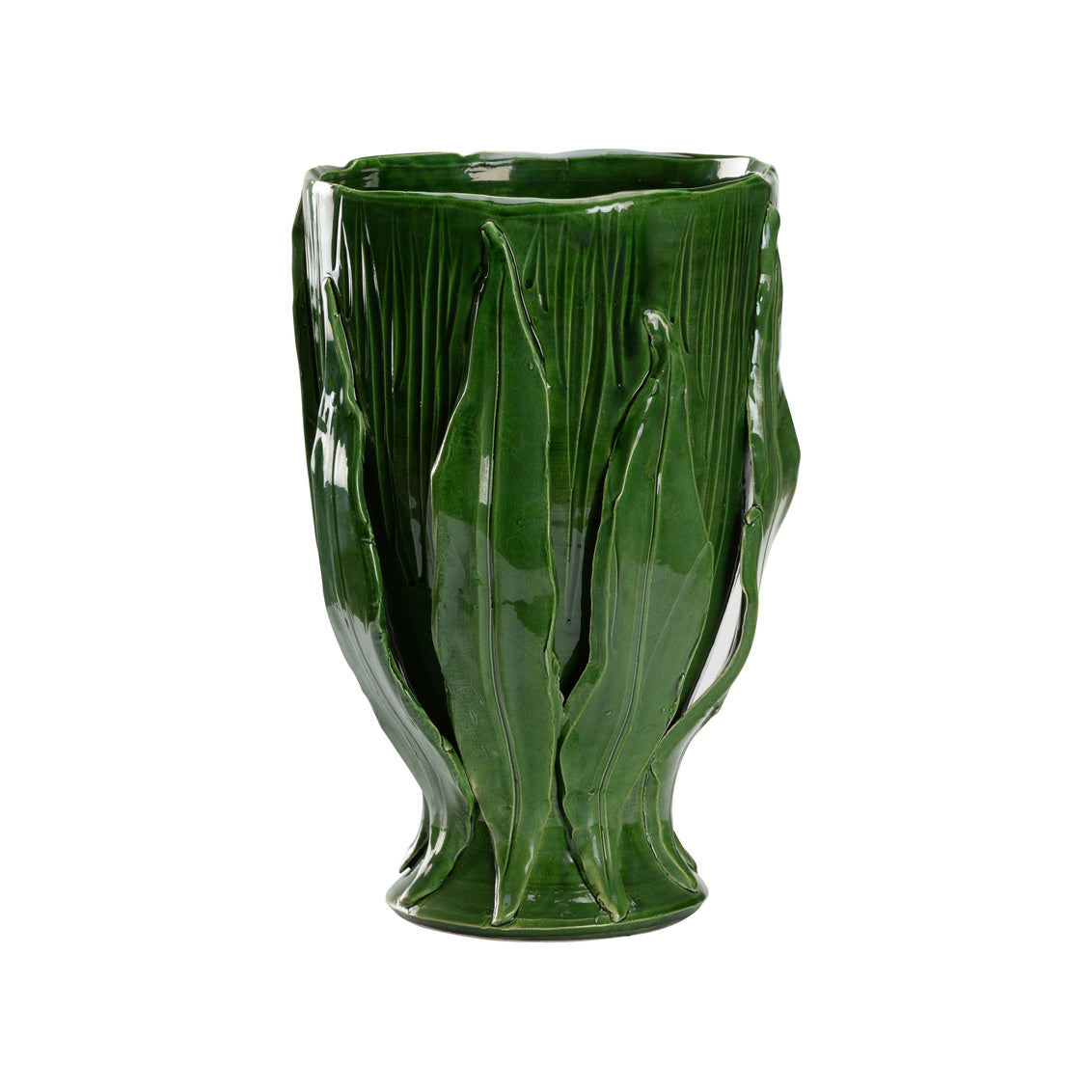 Umbria Footed Vase - Green in 14 / Ceramic/Porcelain - Chelsea House