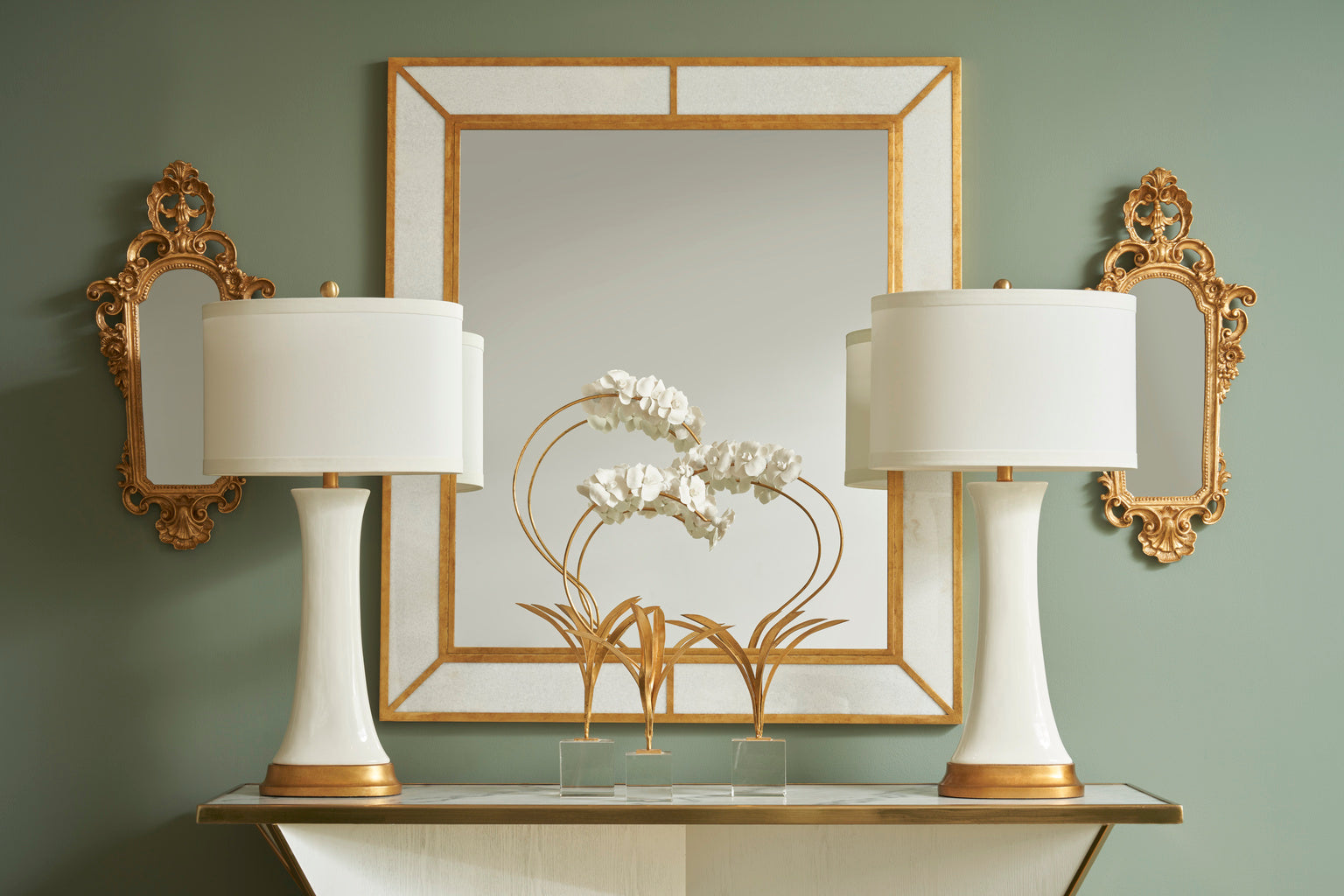 Hopper Lamp - White in 33.5 / Ceramic/Porcelain - Chelsea House