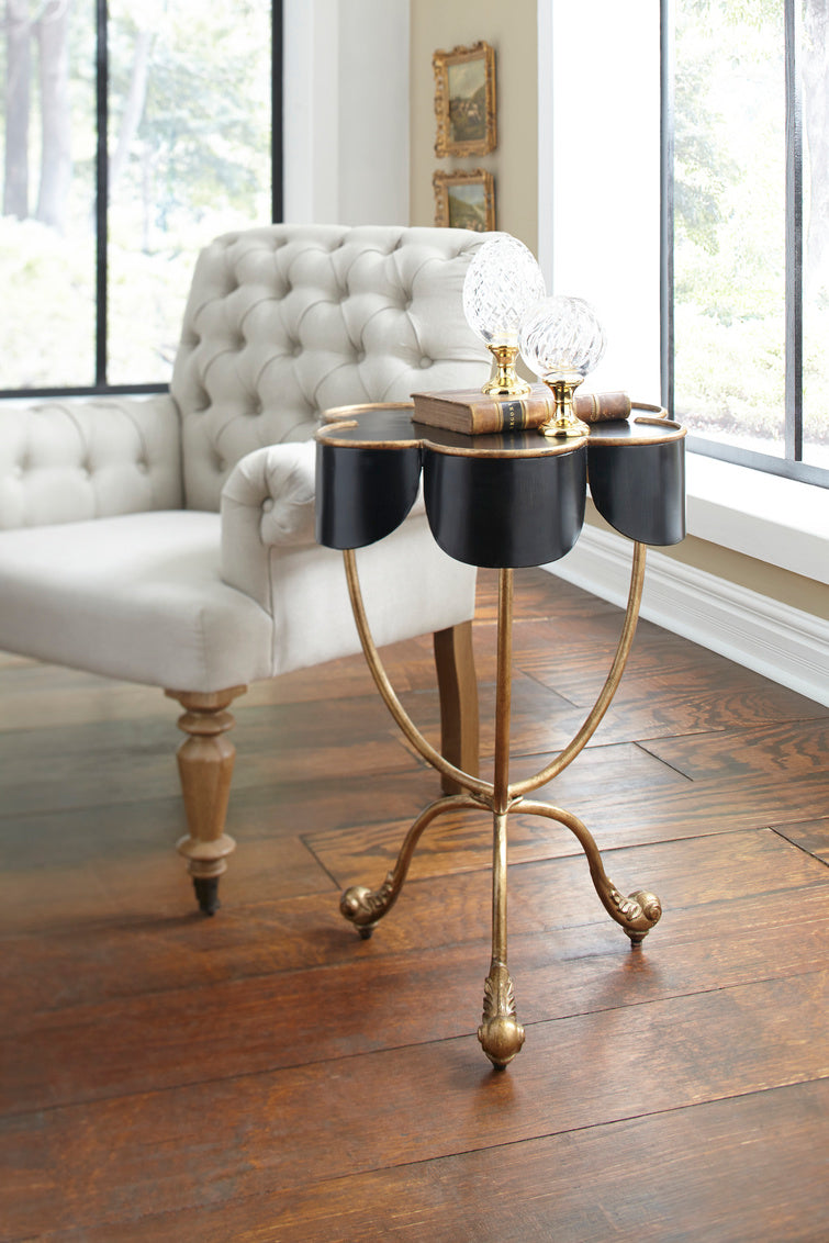 Seville Accent Table in Black With Antique Gold Accents / Metal - Chelsea House