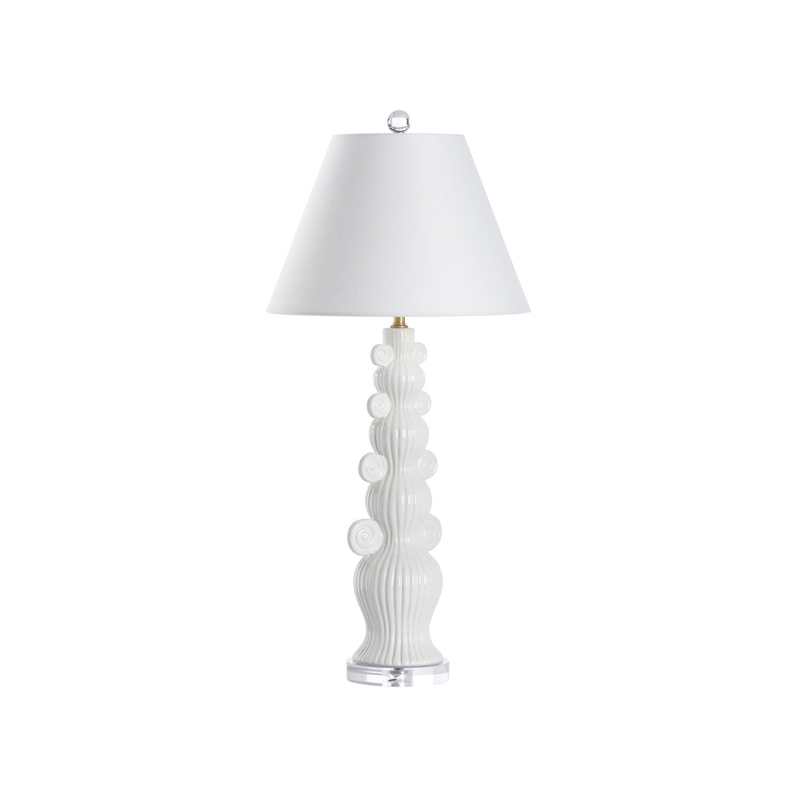 Swirl Handle Lamp - White in White Glaze / Ceramic/Porcelain - Chelsea House