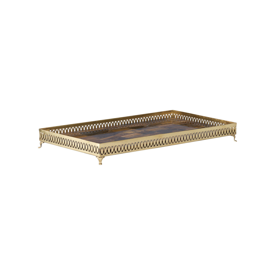 Tiger's Eye Tray in Antique Brass/Tiger Eye / Metal - Chelsea House