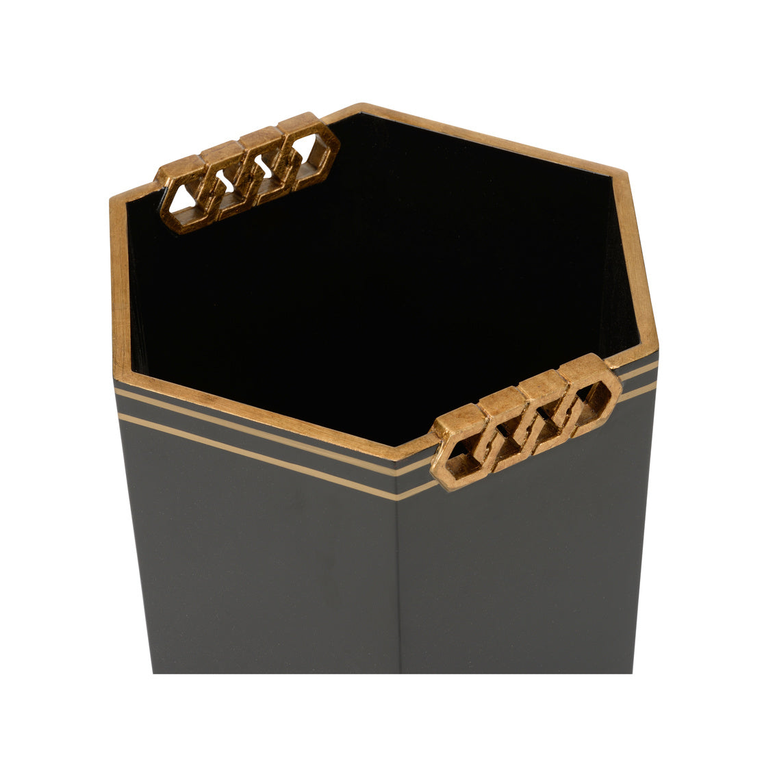 Oliver Wastebasket - Black/Gold in 13.5 / Wood - Chelsea House