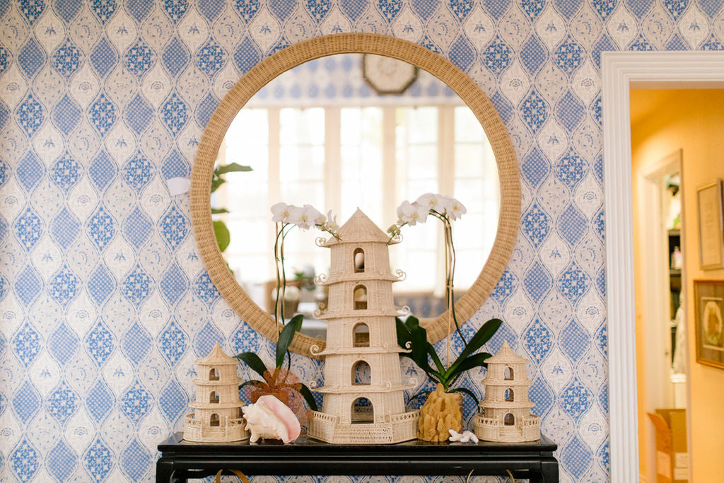 Dunmore Round Wicker Mirror in Natural/Clear/Plain / Rattan - Chelsea House