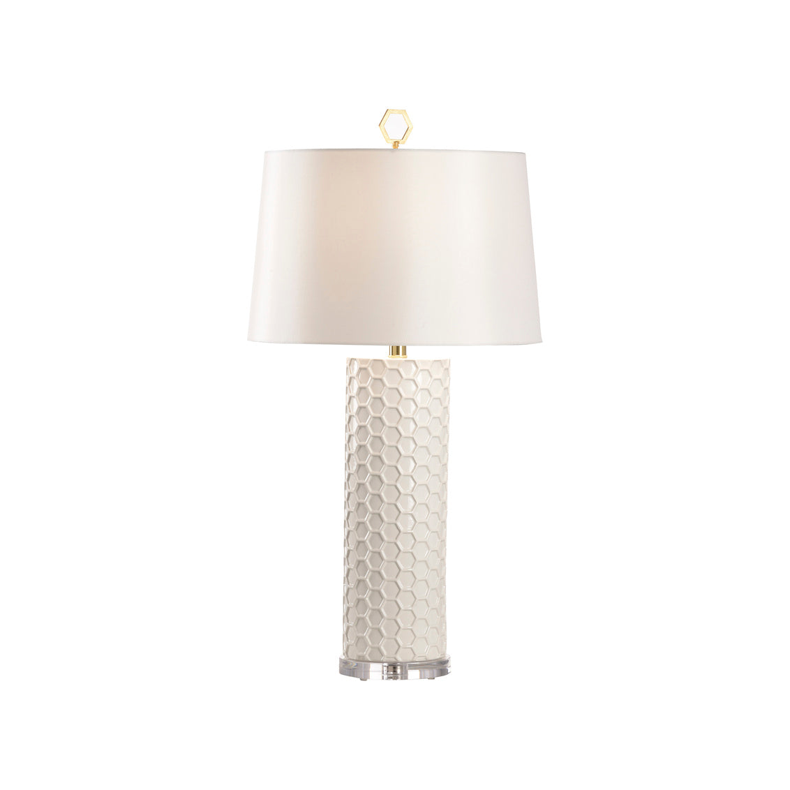 April Honeycomb Lamp - White in White Glaze / Ceramic/Porcelain - Chelsea House
