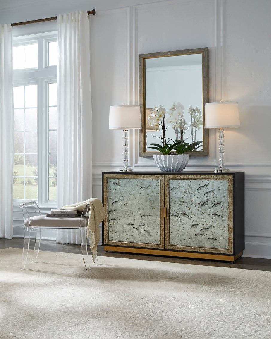 Neoclassic Acrylic Bench in Clear/Taupe / Acrylic - Chelsea House