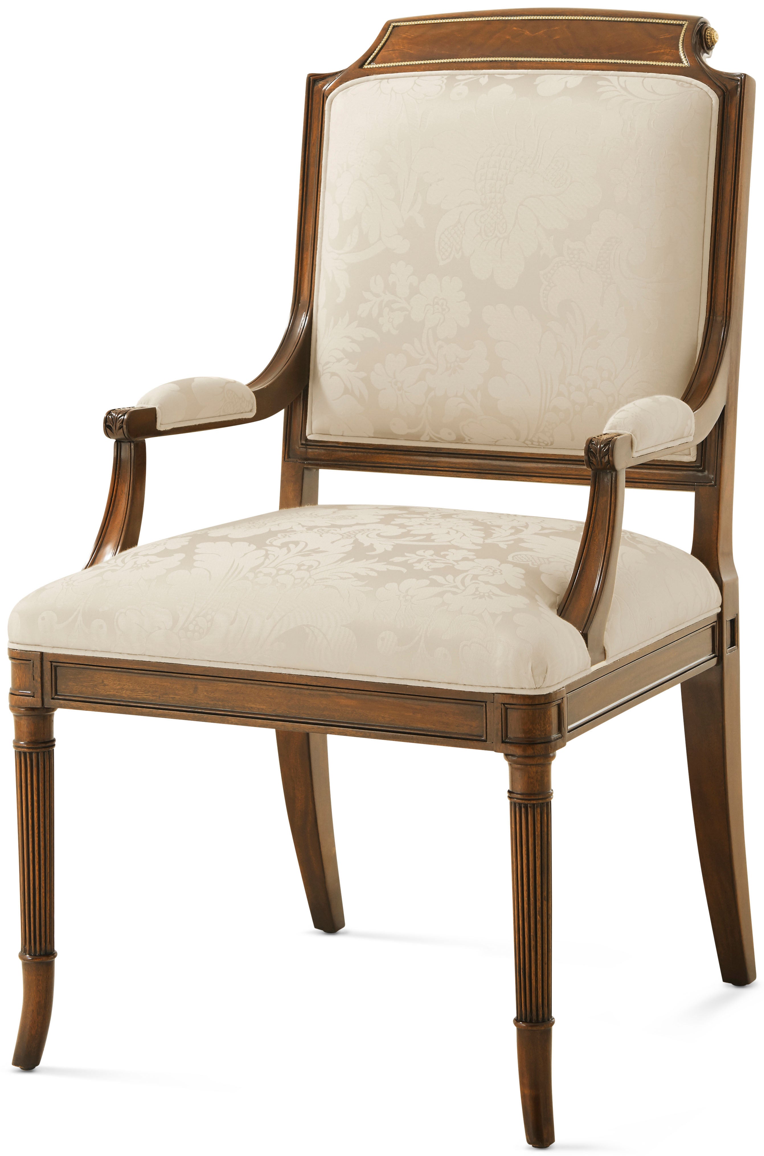 Atcombe Armchair in Mahogany, Swirl Mahogany Veneer, Brass - Theodore Alexander