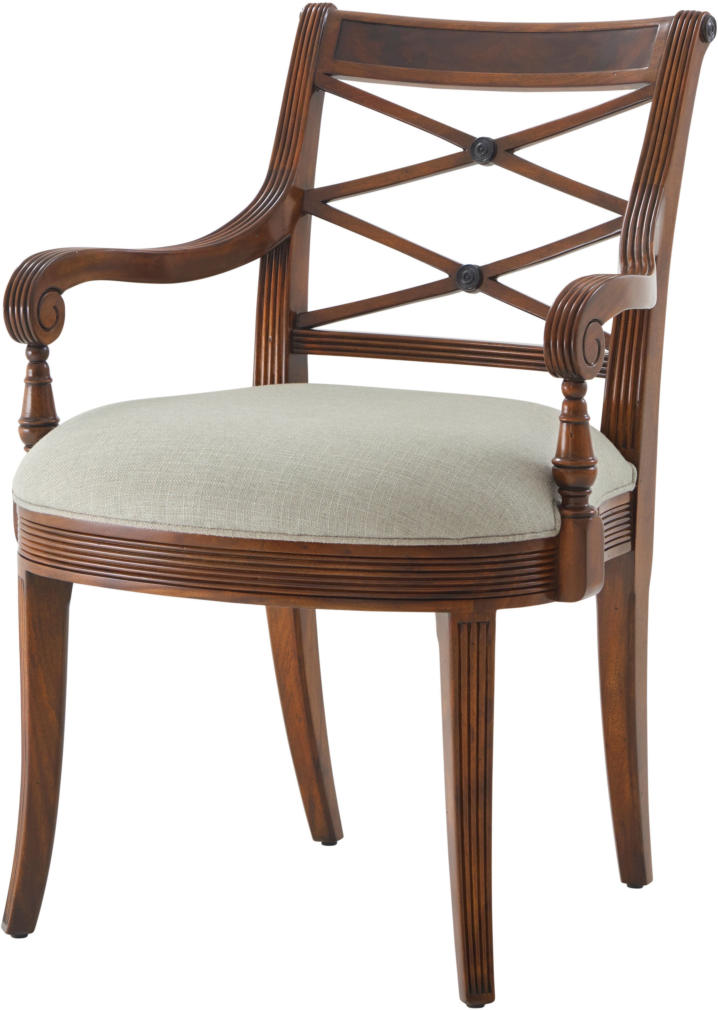 The Regency Visitor's Armchair in Flame Figured Veneer, Mahogany - Theodore Alexander