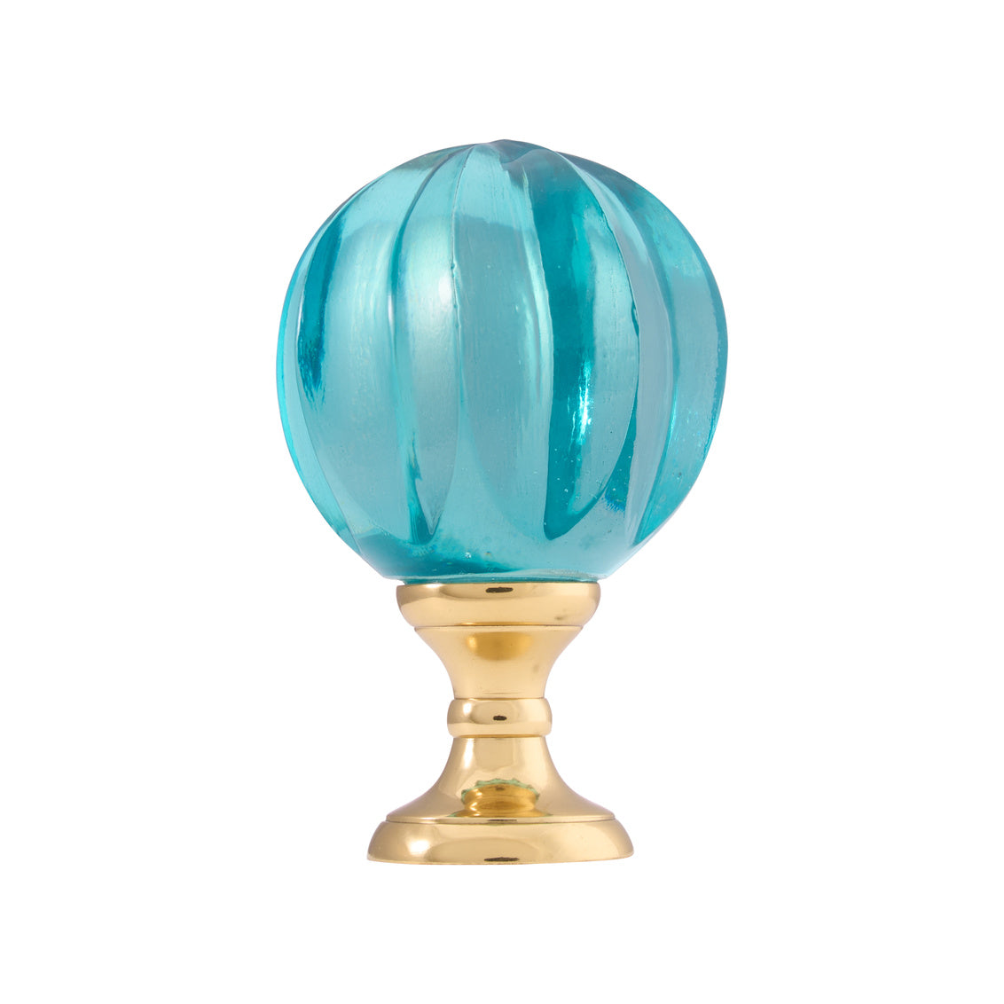 Blue Hand Blown Finial - Brass in Green/Polished Brass / Glass - Chelsea House