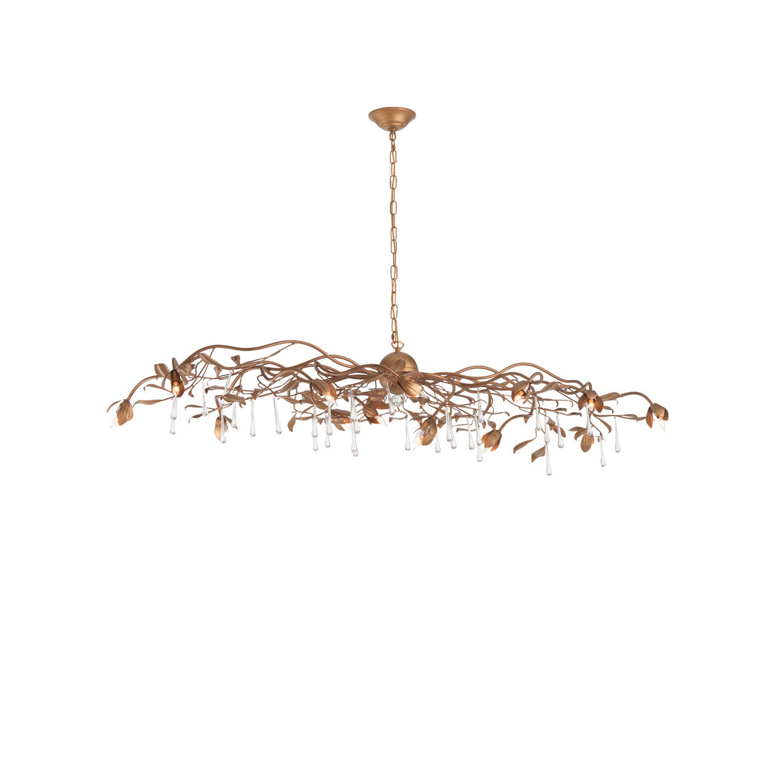 Bay Laurel Leaf Crystal Chandelier in 12 / Metal - Chelsea House
