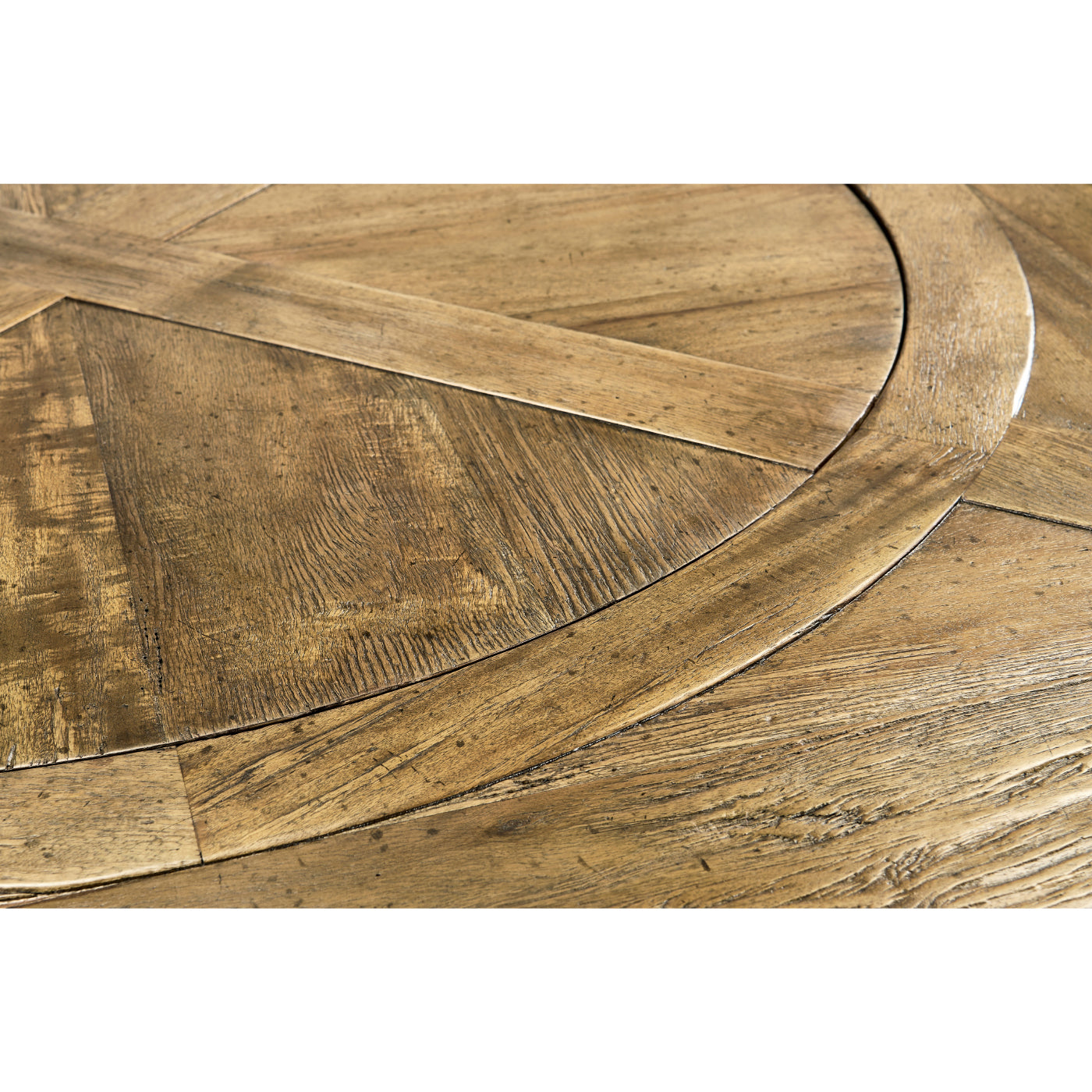 Medium Brown Driftwood Round Dining Table with Inbuilt Lazy Susan 72"