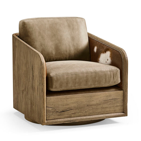 Stone Ridge Leather & Hide Swivel Occasional Chair Light