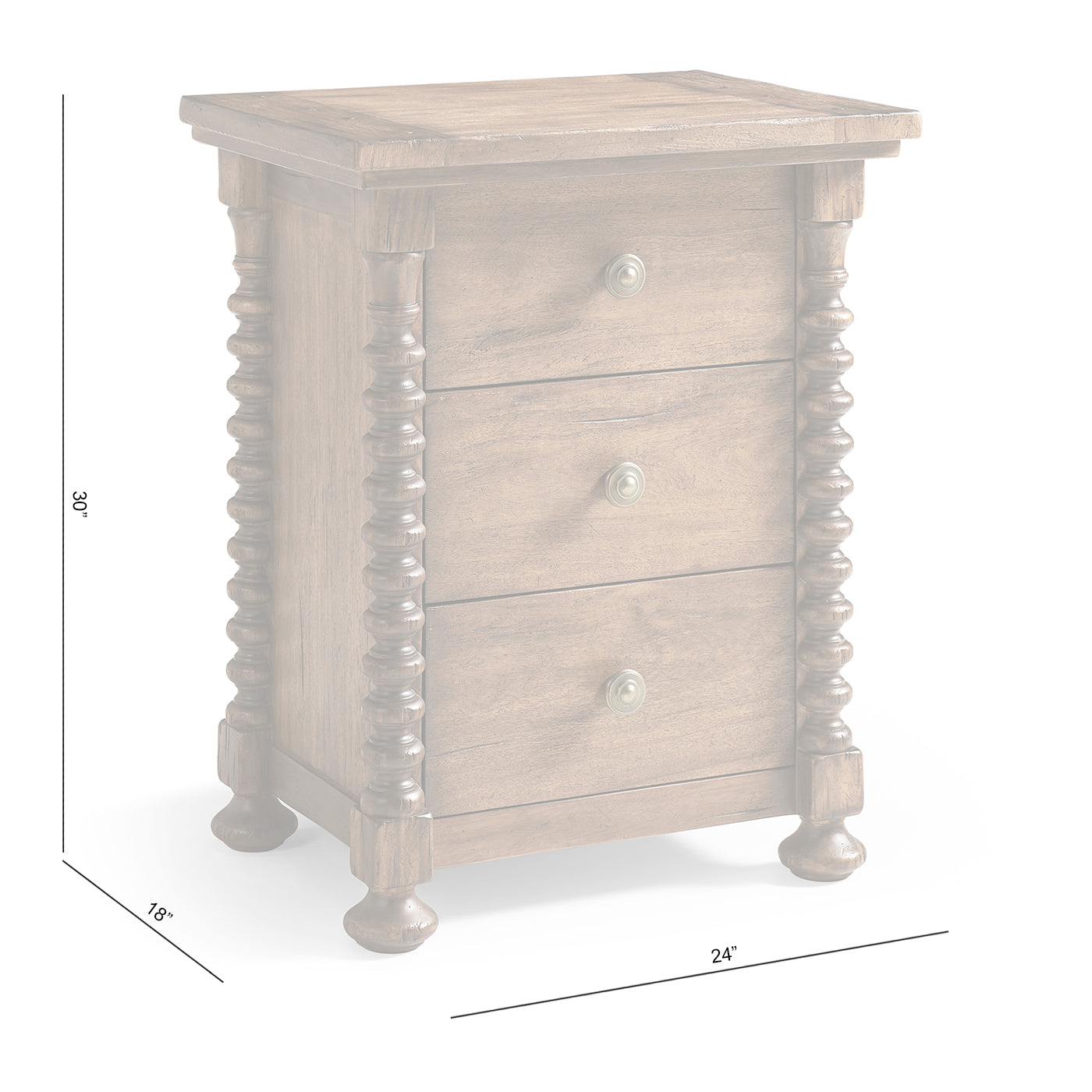 Tamarisk 3 Drawer Narrow Nightstand