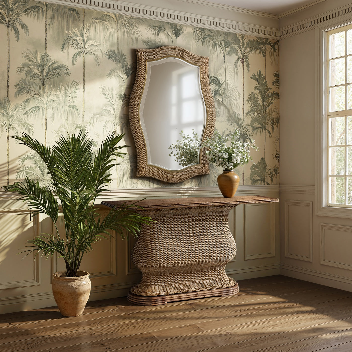 Palm Court Rattan Console Table