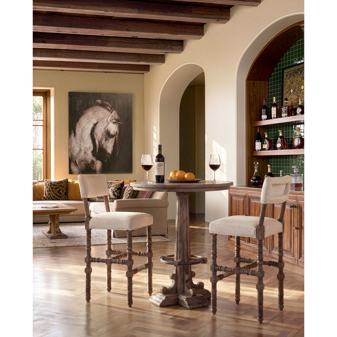 Caldera Oscura Upholstered Arm Chair Bar Stool