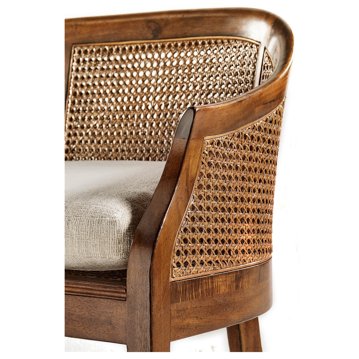 Walnut 2-Seater Salon Settee Cane Back