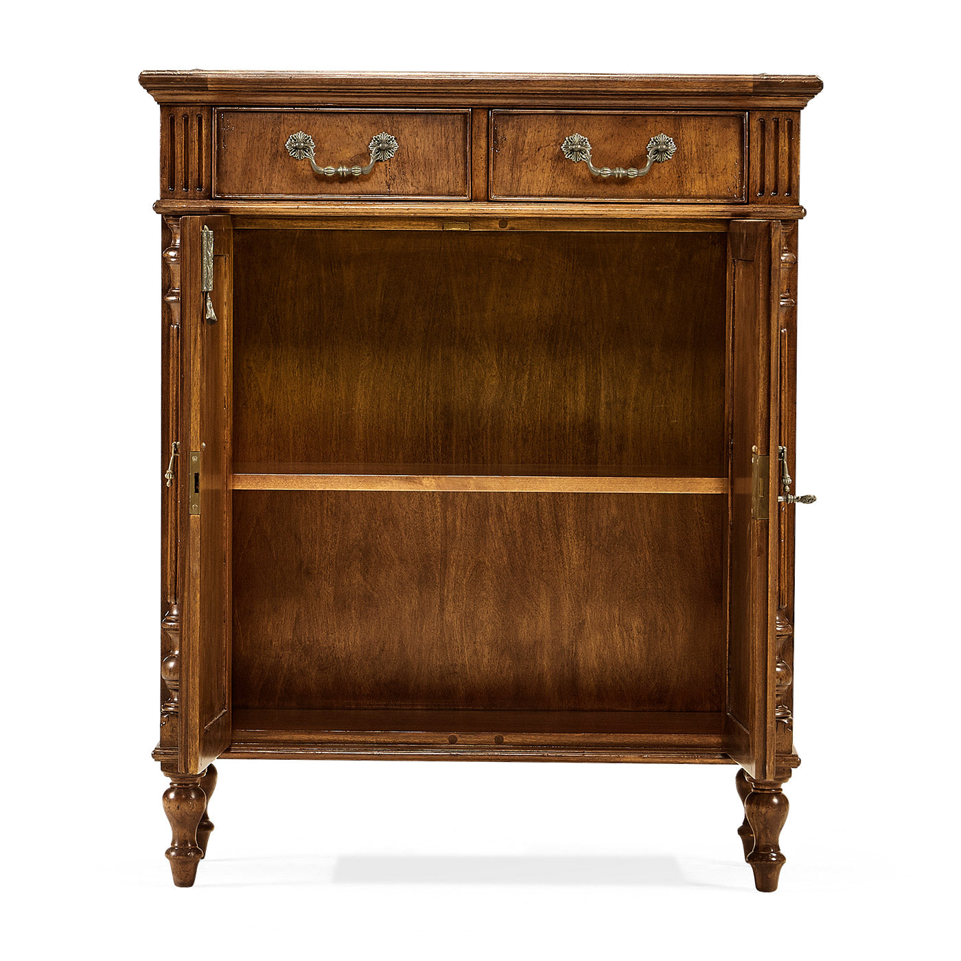 Narrow Walnut Cabinet with Cupboard
