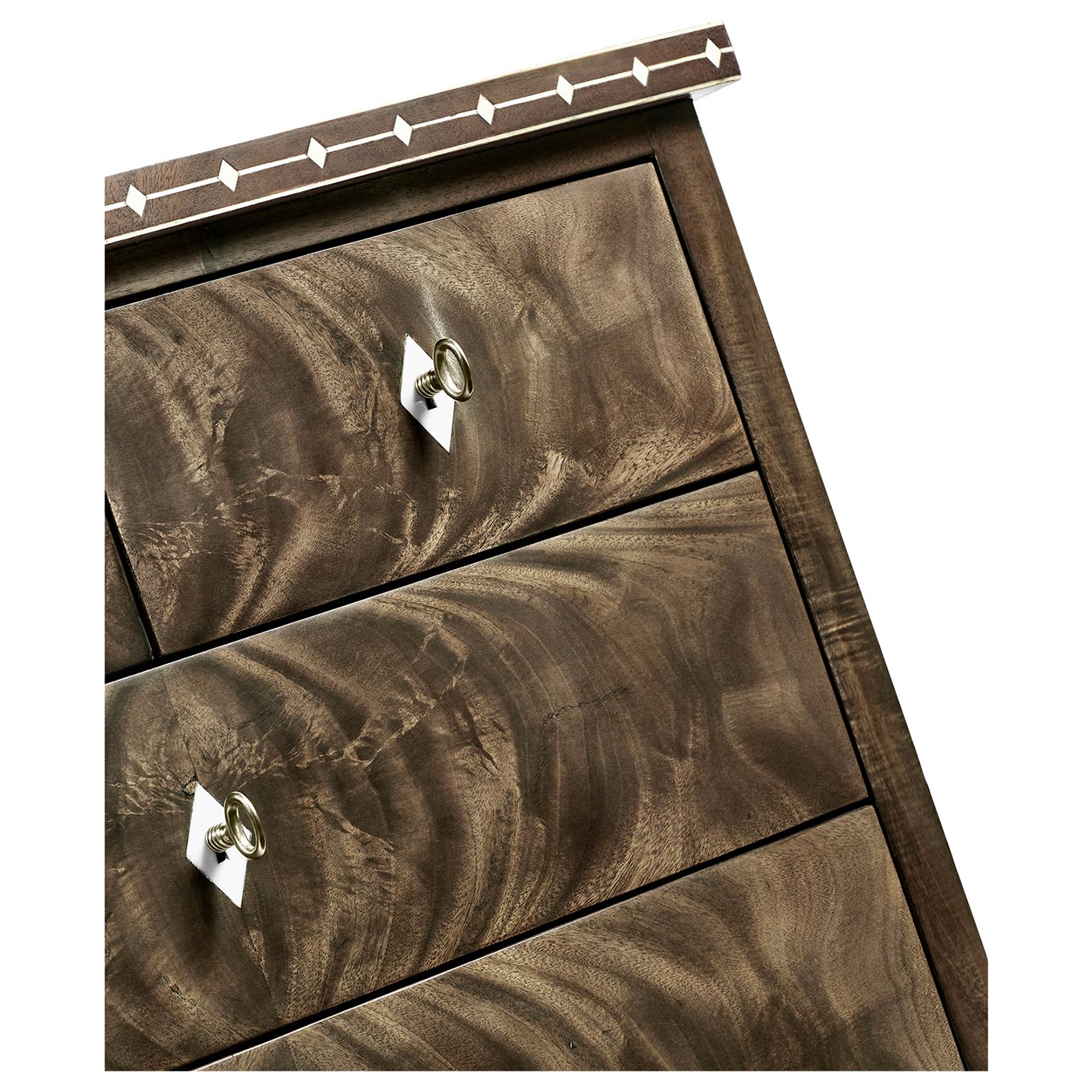 Small Bleached Mahogany Chest of Drawers with Bone Inlay