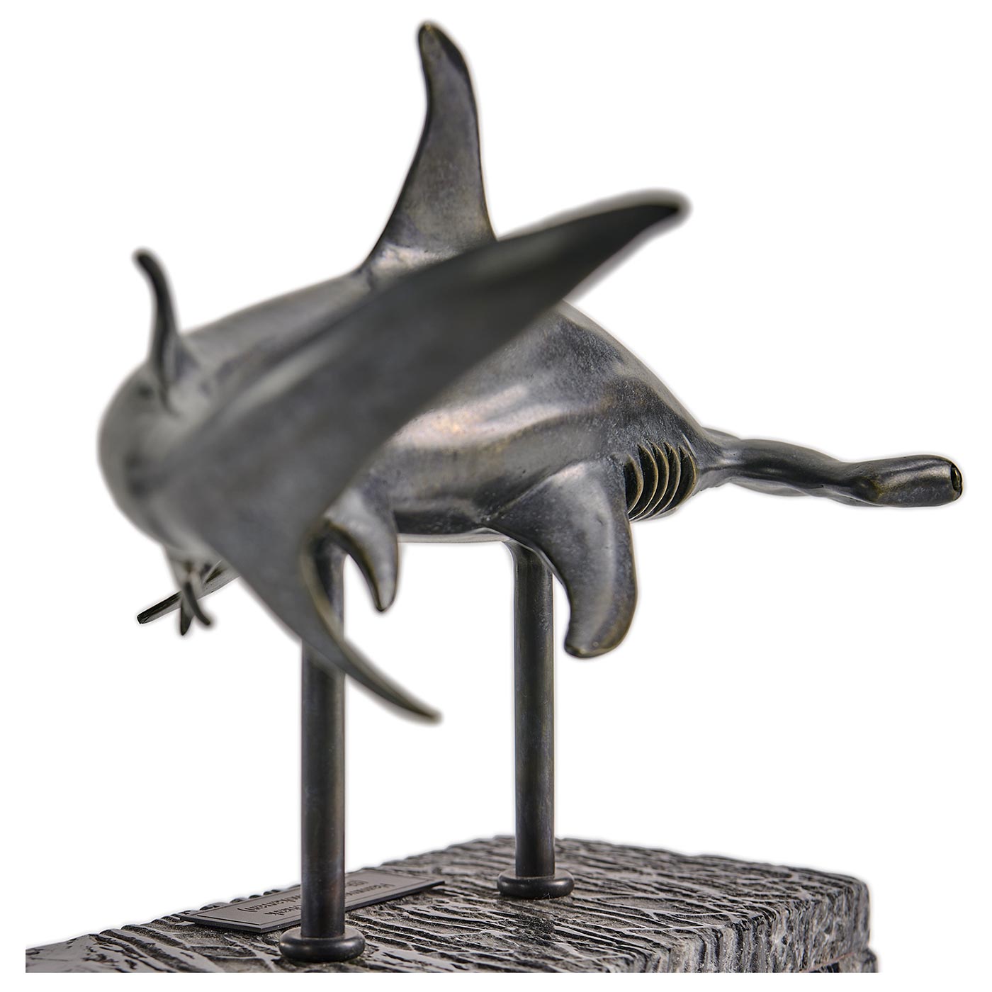 Arc Hammerhead Shark Bronze Statue with Marble Base