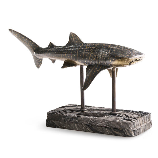 Whale Shark Bronze Statue with Marble Base