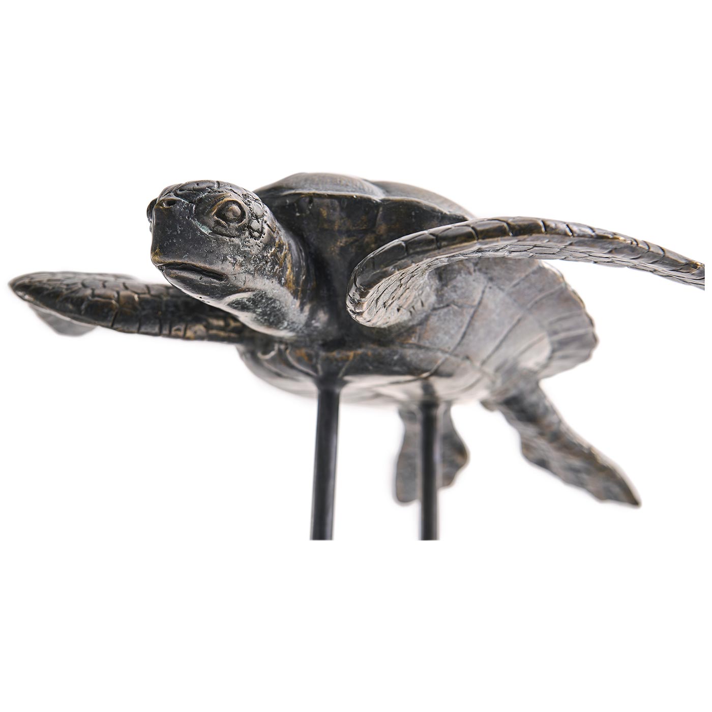 Sea Tortoise Bronze Statue with Marble Base