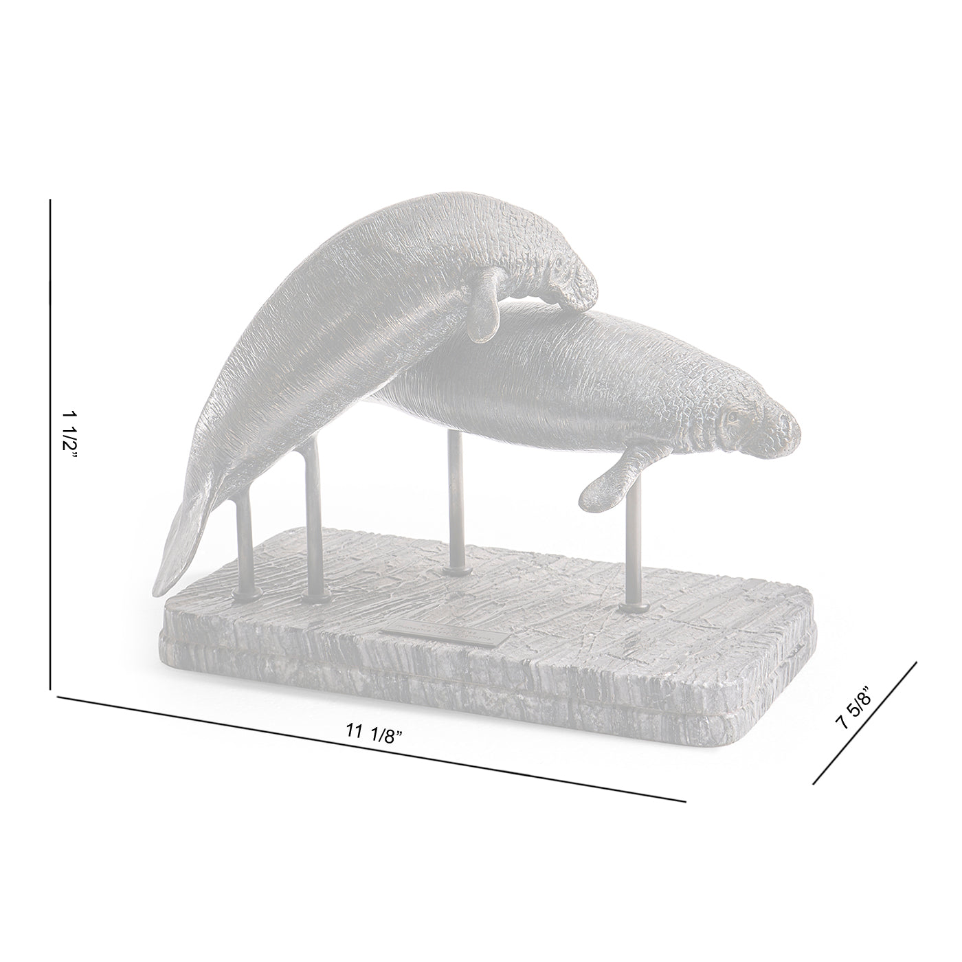 Raised Manatee Bronze Statue with Marble Base
