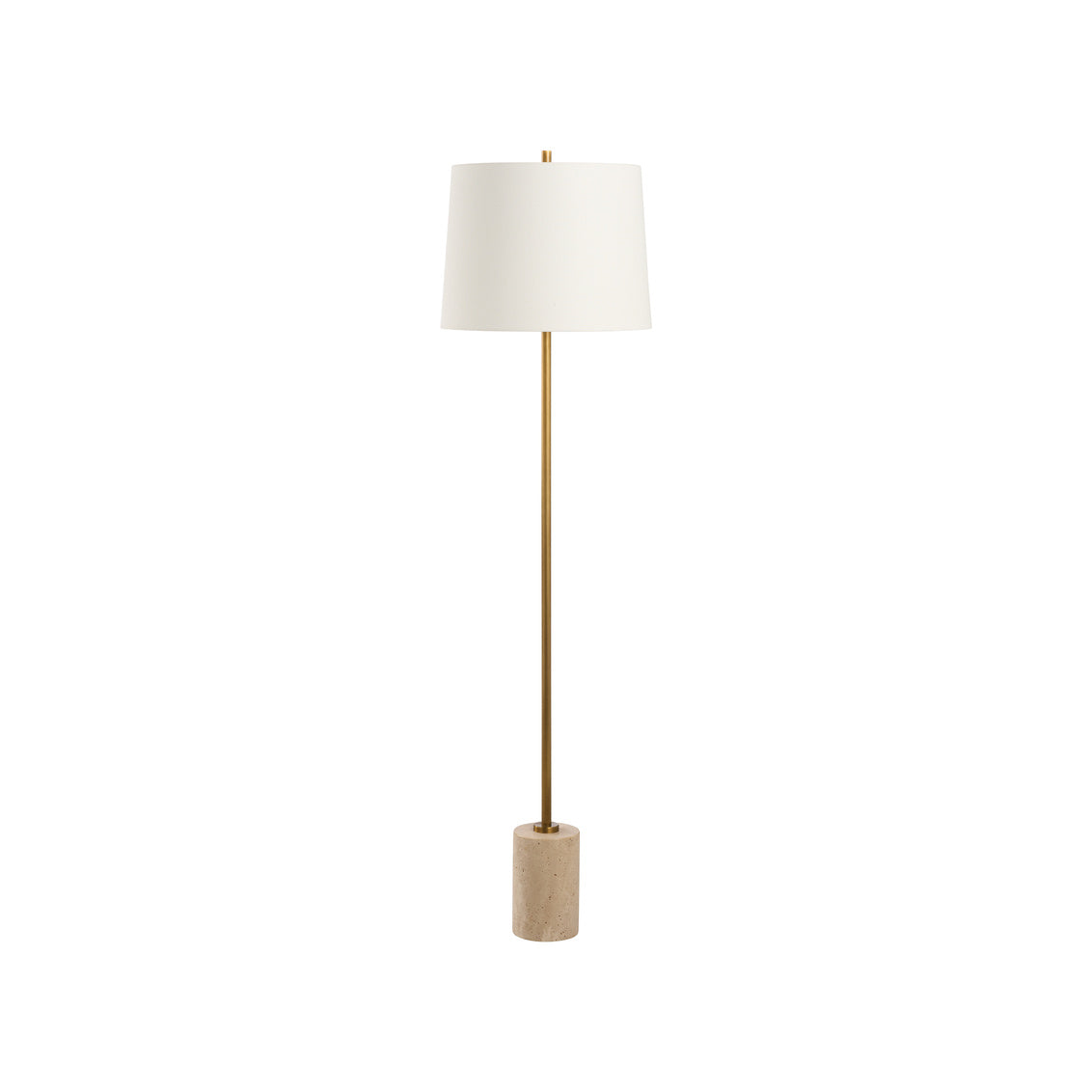 Lambeth Floor Lamp - Travertine in Natural White/Antique Brass / Travertine - Chelsea House