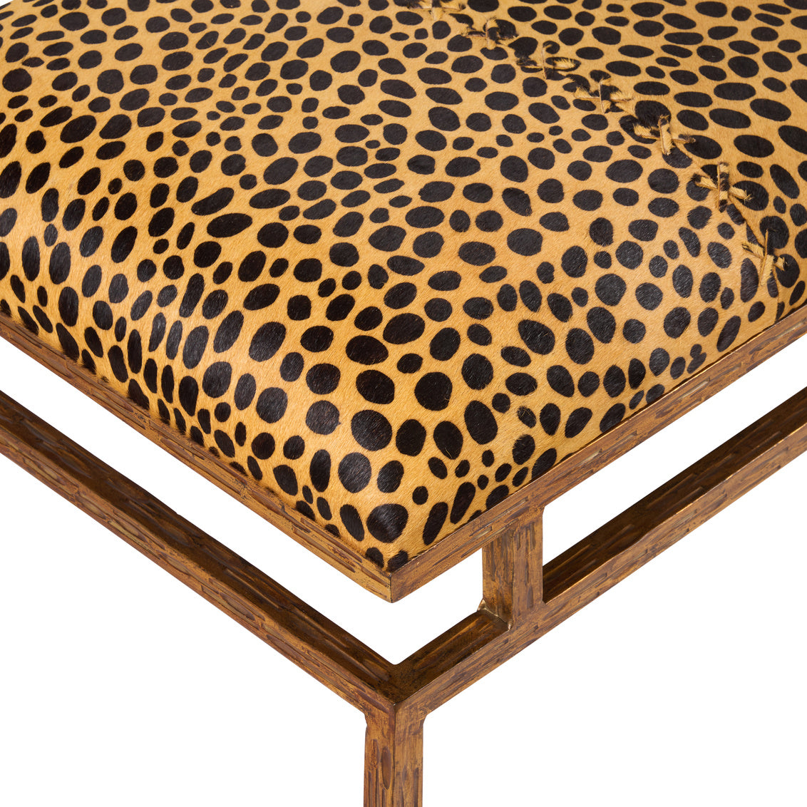 Leopard Metal Bench in Leopard Print / Hair on Hide - Chelsea House