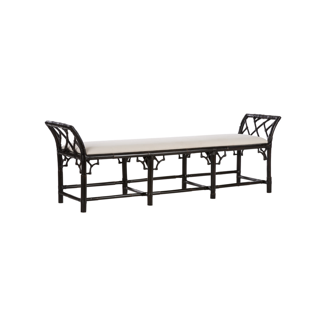 Chippendale Bamboo Regency Bench - Cracked Pepper in 26 / Rattan - Chelsea House