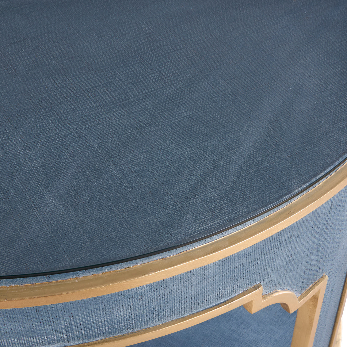 Yangon Hall Table - Blue in Blue/Gold / Raffia - Chelsea House