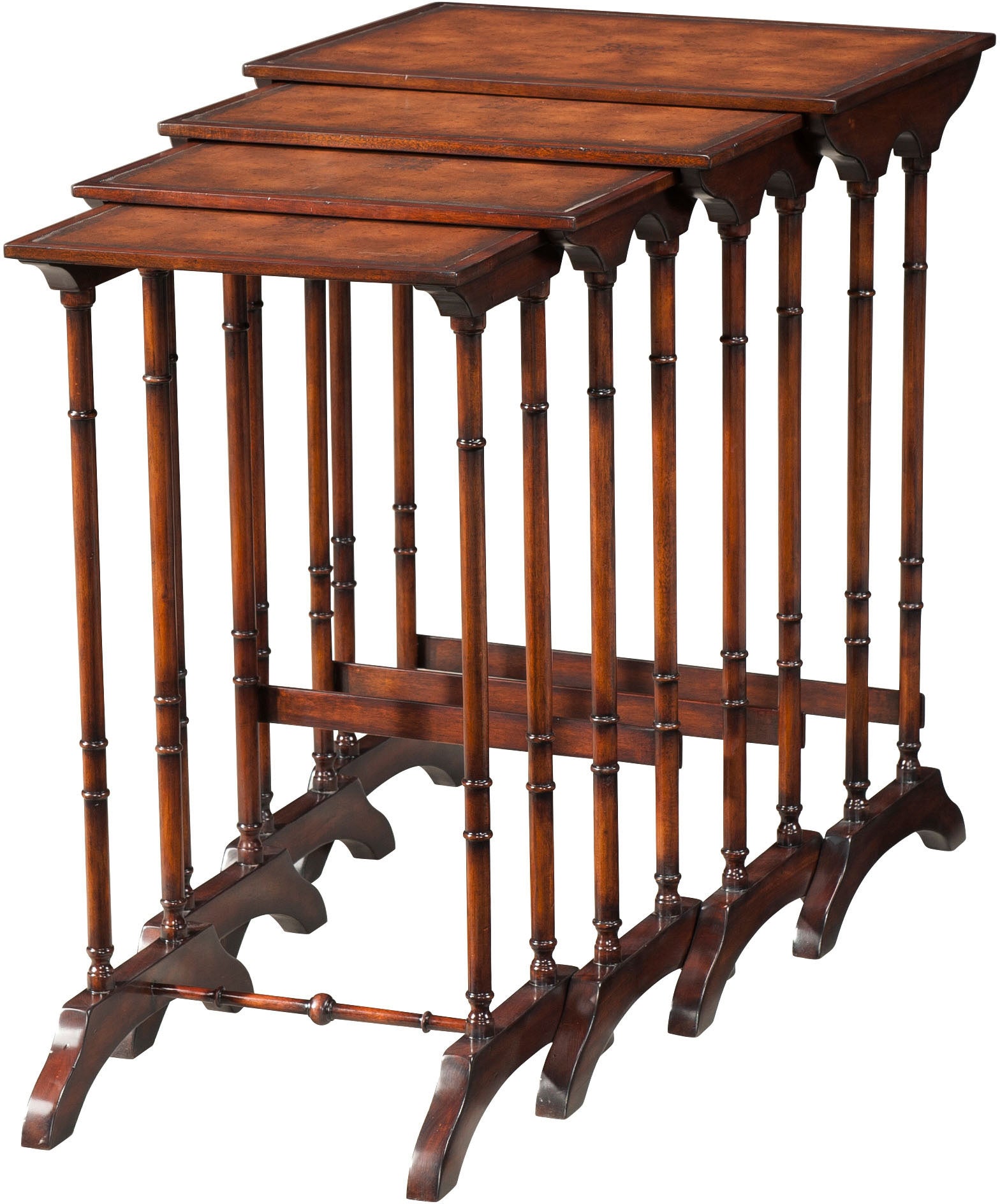 Four in Hand Nests of Table in Mahogany, Leather - Theodore Alexander