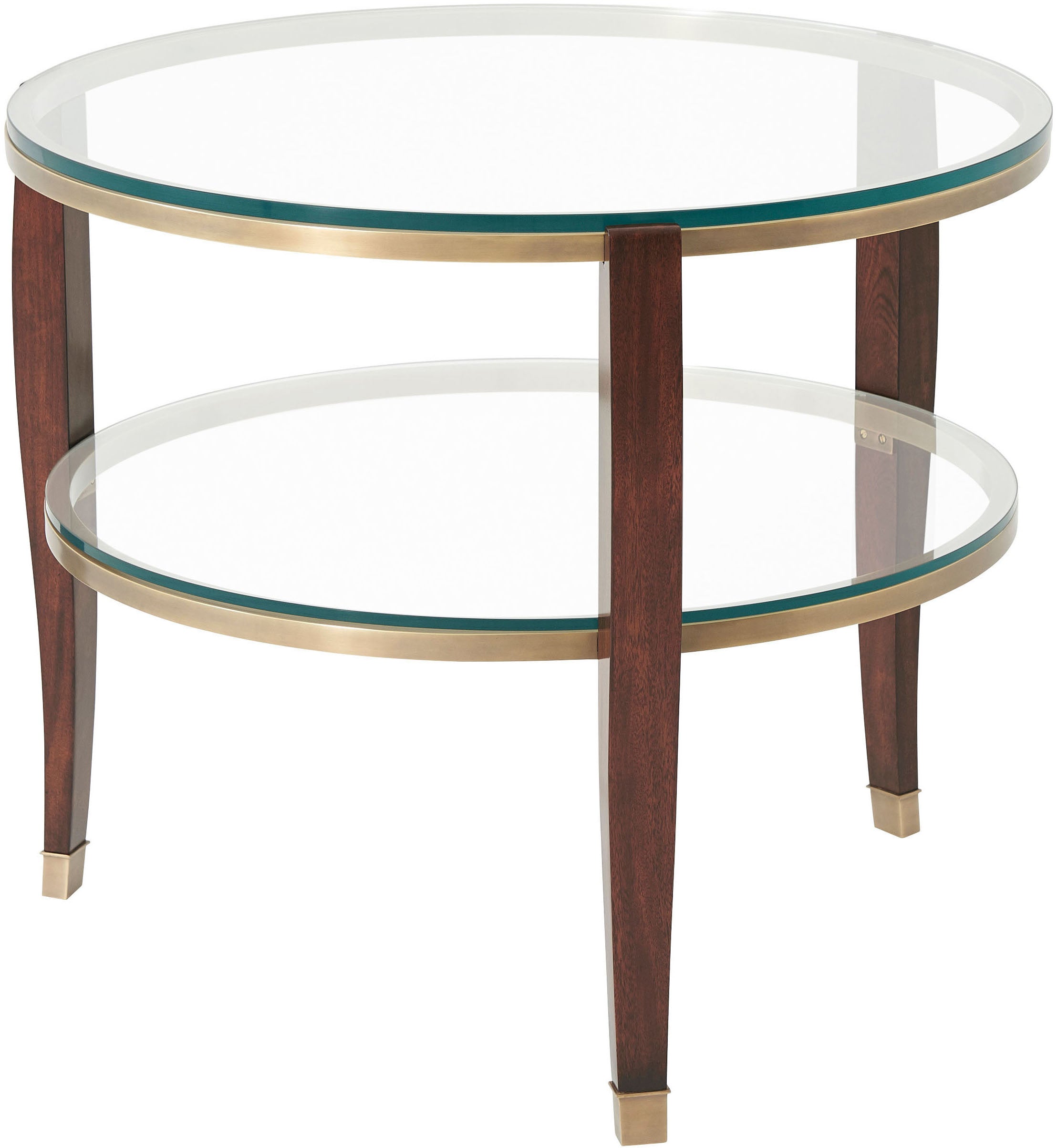 Seeing Double Side Table in Mahogany, Brass, Glass - Theodore Alexander