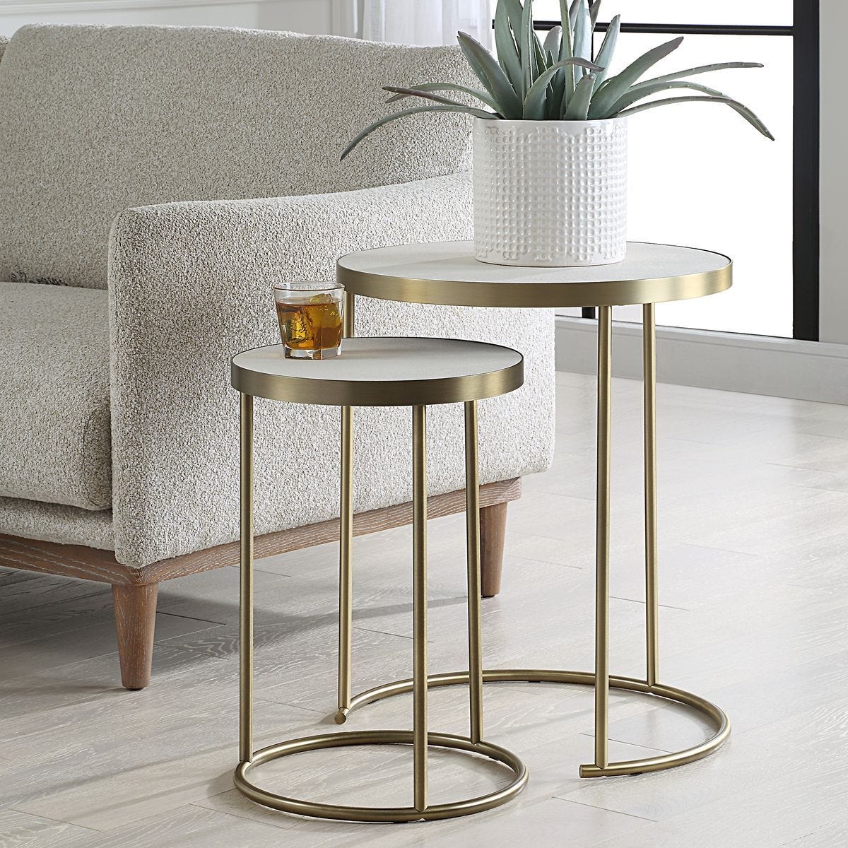Aragon Nesting Tables, S/2, White – Furniture by Uttermost | Sutter & Vale