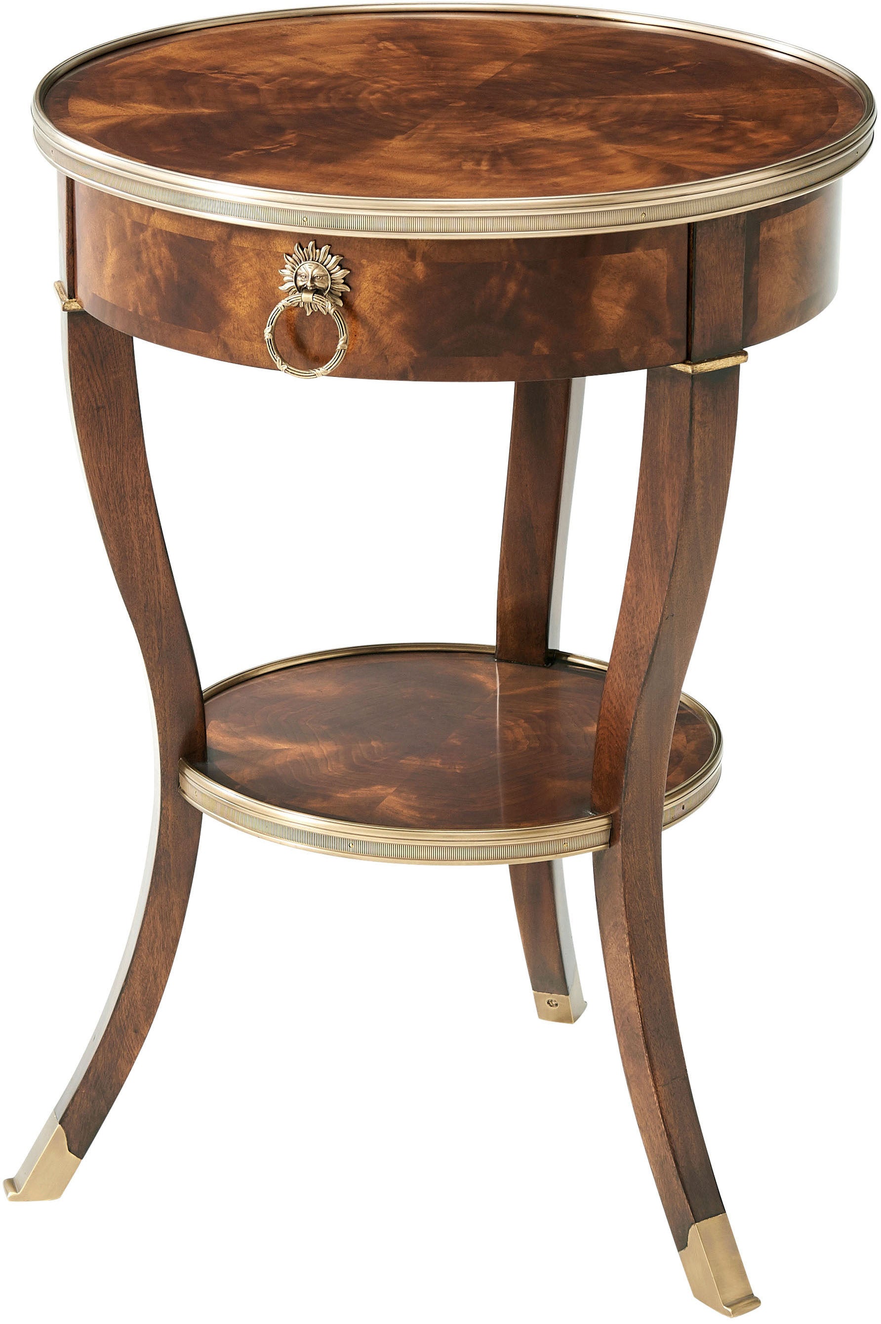 Around in Circles Side Table in Flame Figured Veneer, Mahogany - Theodore Alexander